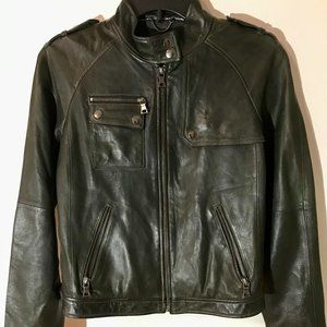 SMOOTH LEATHER MOTORCYCLE JACKET - Banana Republic - Women's Petite Small, Black